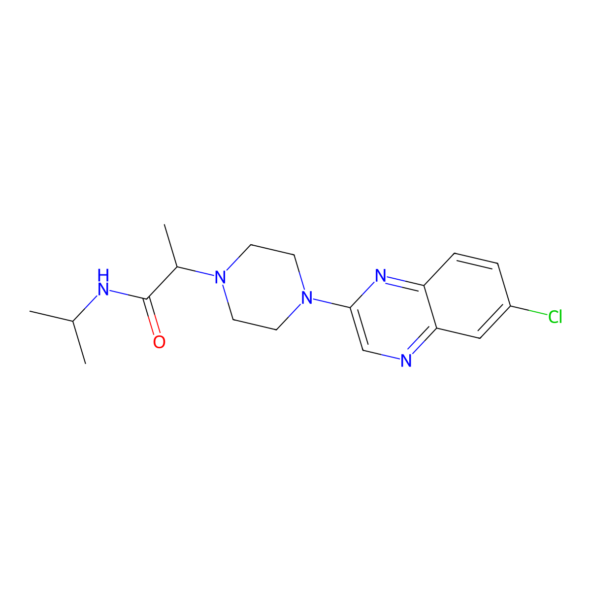 2-[4-(6-chloroquinoxalin-2-yl)piperazin-1-yl]-N-(propan-2-yl)propanamide molecular structure, CAS 2741899-96-5