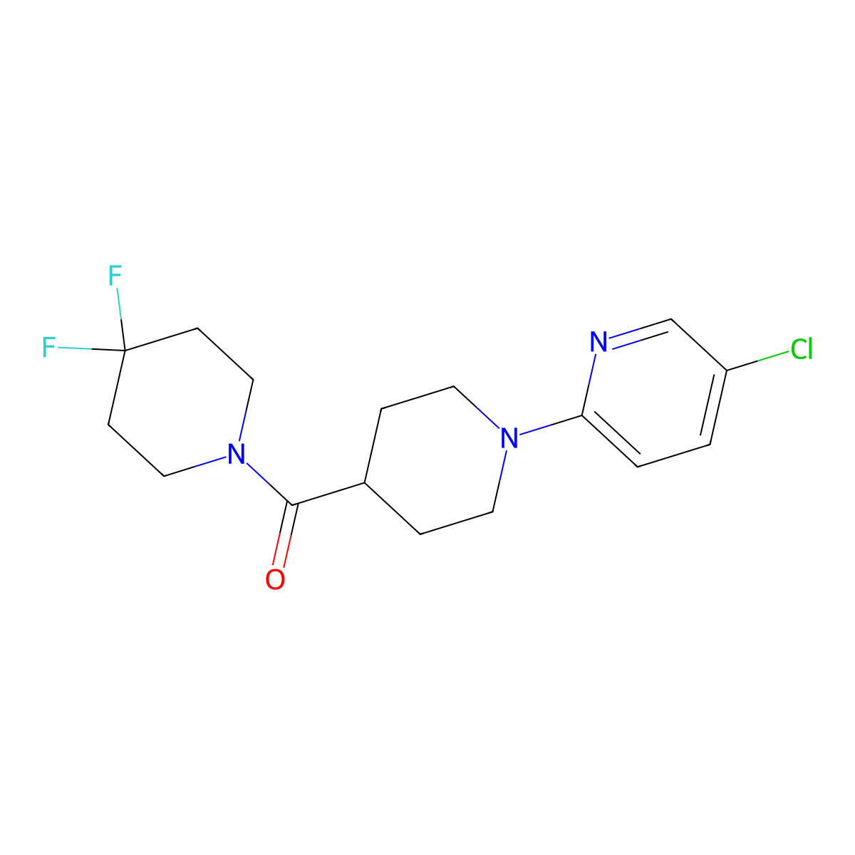 5-Chloro-2-[4-(4,4-difluoropiperidine-1-carbonyl)piperidin-1-yl]pyridine molecular structure, CAS 2741899-99-8