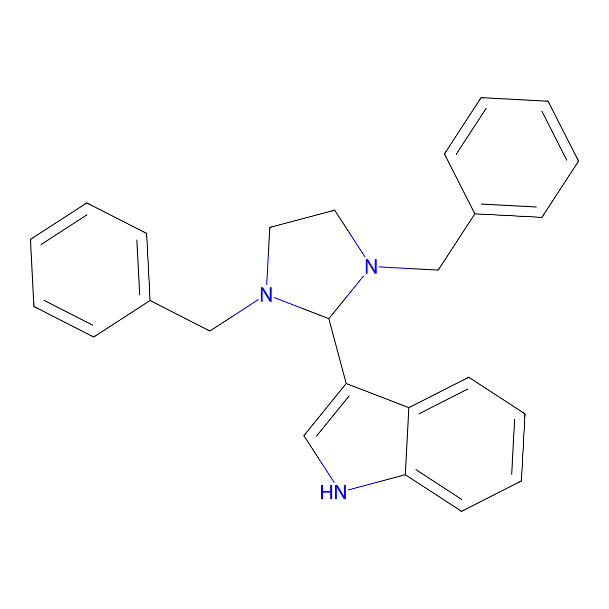 3-(1,3-dibenzyl-2-imidazolidinyl)-1H-indole molecular structure, CAS 27419-67-6