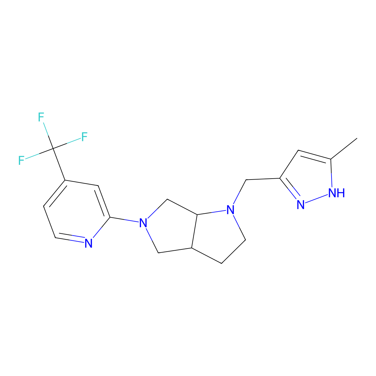 2-{1-[(5-methyl-1H-pyrazol-3-yl)methyl]-octahydropyrrolo[2,3-c]pyrrol-5-yl}-4-(trifluoromethyl)pyridine molecular structure, CAS 2741900-02-5