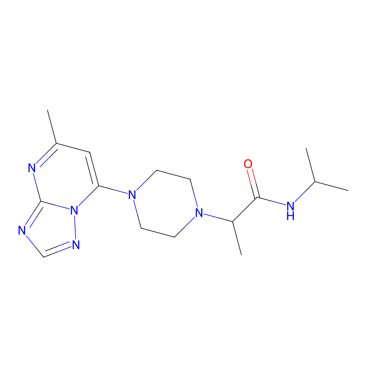2-(4-{5-methyl-[1,2,4]triazolo[1,5-a]pyrimidin-7-yl}piperazin-1-yl)-N-(propan-2-yl)propanamide molecular structure, CAS 2741900-09-2