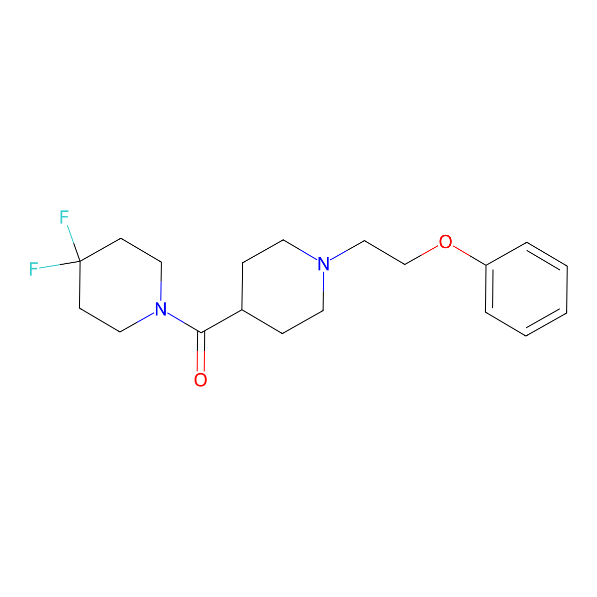 4,4-Difluoro-1-[1-(2-phenoxyethyl)piperidine-4-carbonyl]piperidine molecular structure, CAS 2741900-11-6