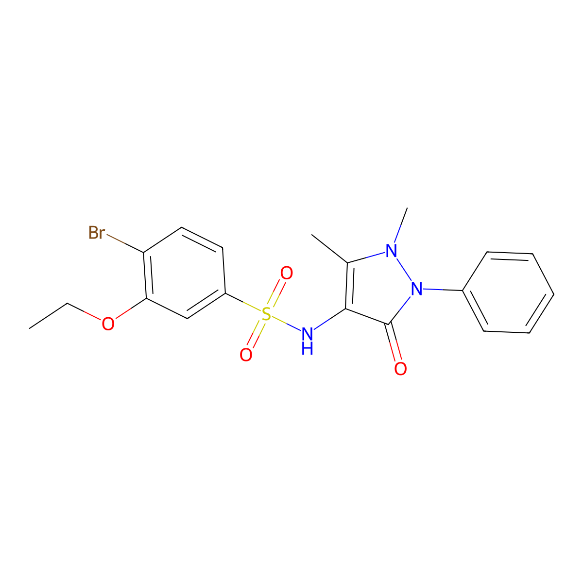 4-bromo-N-(1,5-dimethyl-3-oxo-2-phenylpyrazol-4-yl)-3-ethoxybenzenesulfonamide molecular structure, CAS 2741900-13-8