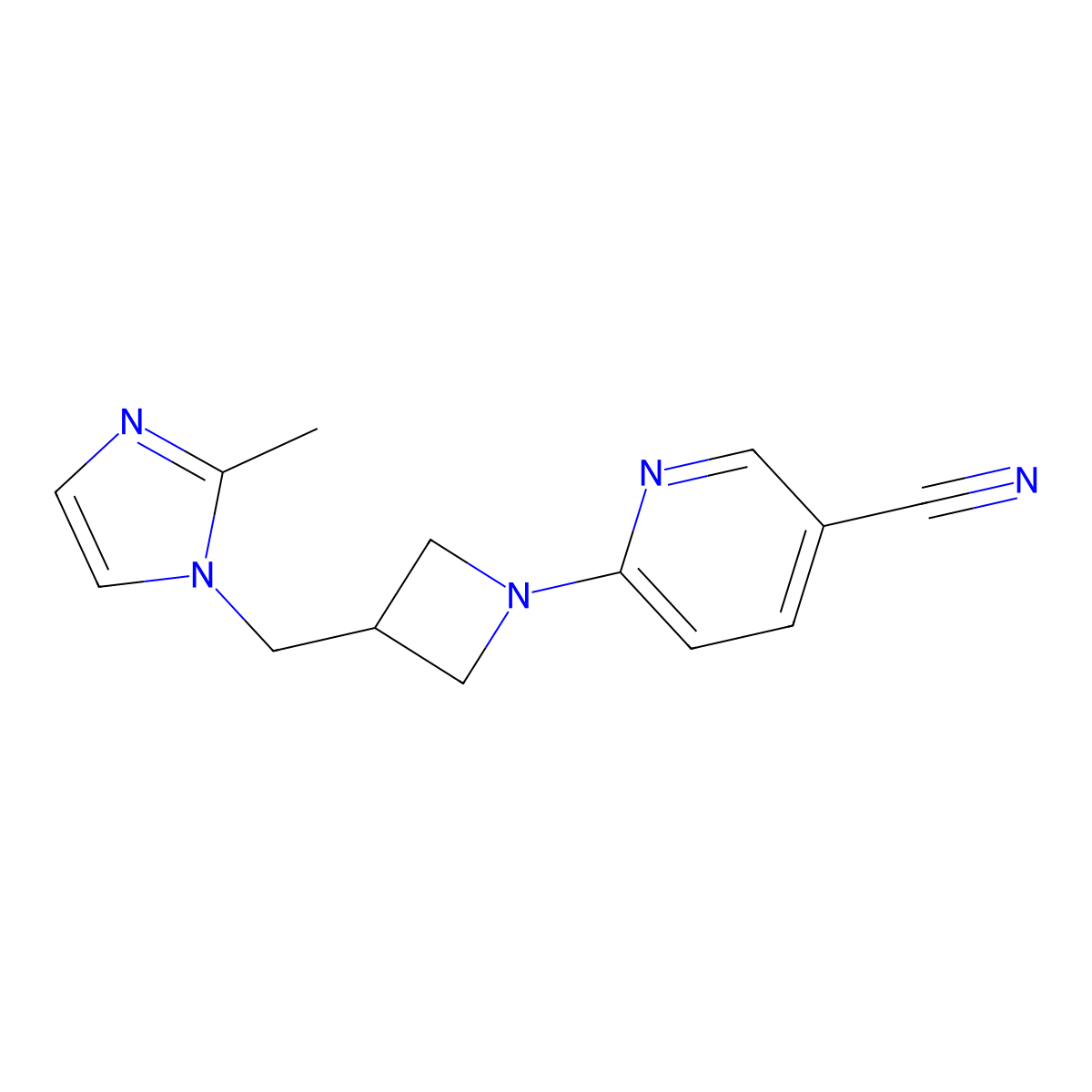 6-{3-[(2-methyl-1H-imidazol-1-yl)methyl]azetidin-1-yl}pyridine-3-carbonitrile molecular structure, CAS 2741900-15-0