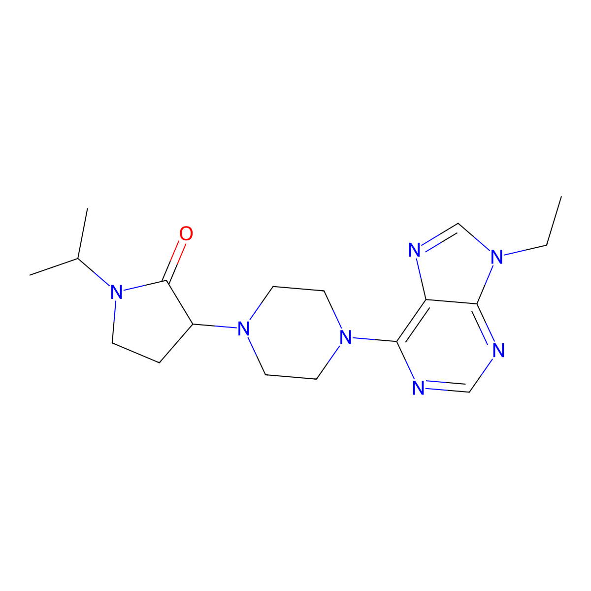 3-[4-(9-ethyl-9H-purin-6-yl)piperazin-1-yl]-1-(propan-2-yl)pyrrolidin-2-one molecular structure, CAS 2741900-17-2
