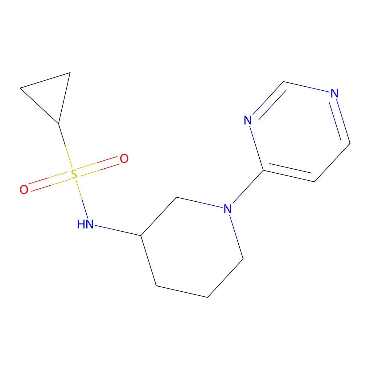 N-[1-(pyrimidin-4-yl)piperidin-3-yl]cyclopropanesulfonamide molecular structure, CAS 2741900-21-8