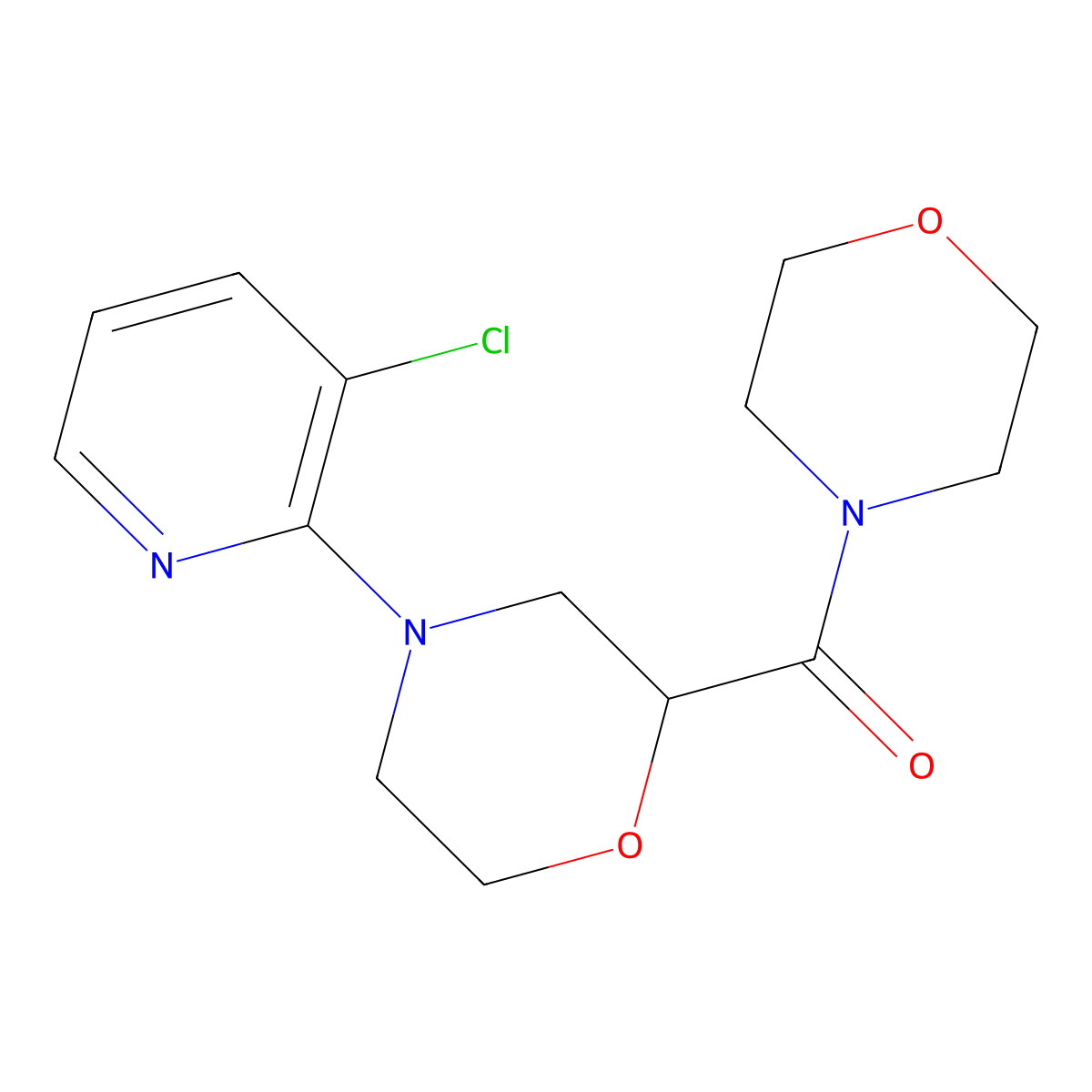 4-(3-Chloropyridin-2-yl)-2-(morpholine-4-carbonyl)morpholine molecular structure, CAS 2741900-22-9