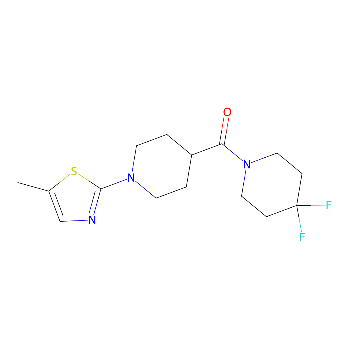 4-(4,4-Difluoropiperidine-1-carbonyl)-1-(5-methyl-1,3-thiazol-2-yl)piperidine molecular structure, CAS 2741900-29-6