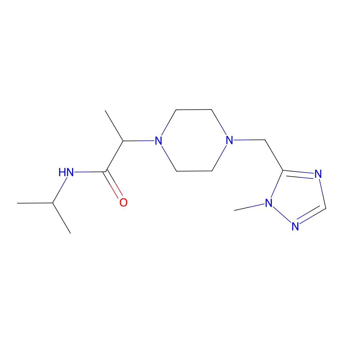 2-{4-[(1-methyl-1H-1,2,4-triazol-5-yl)methyl]piperazin-1-yl}-N-(propan-2-yl)propanamide molecular structure, CAS 2741900-31-0