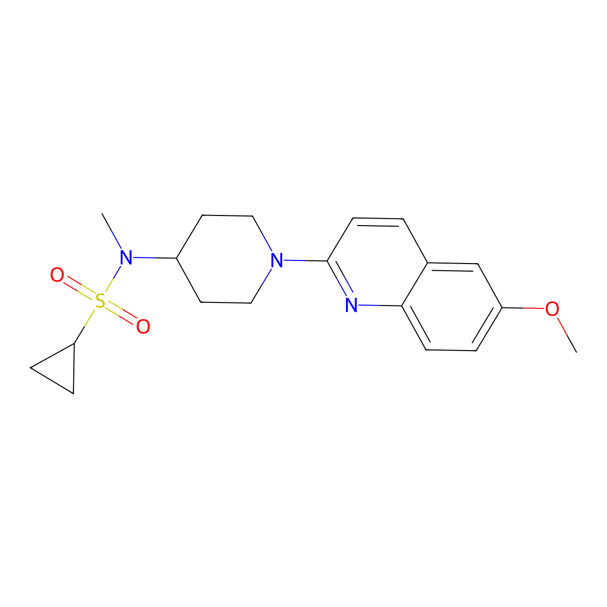 N-[1-(6-methoxyquinolin-2-yl)piperidin-4-yl]-N-methylcyclopropanesulfonamide molecular structure, CAS 2741900-32-1