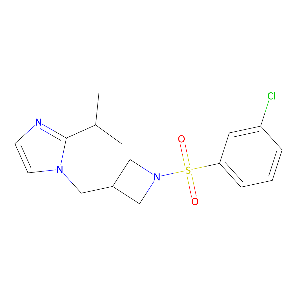 1-{[1-(3-chlorobenzenesulfonyl)azetidin-3-yl]methyl}-2-(propan-2-yl)-1H-imidazole molecular structure, CAS 2741900-34-3