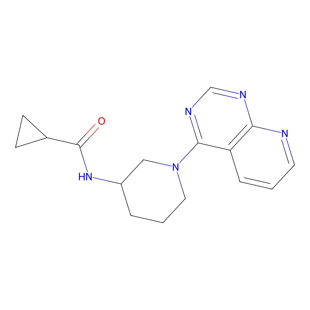 N-(1-{pyrido[2,3-d]pyrimidin-4-yl}piperidin-3-yl)cyclopropanecarboxamide molecular structure, CAS 2741900-36-5