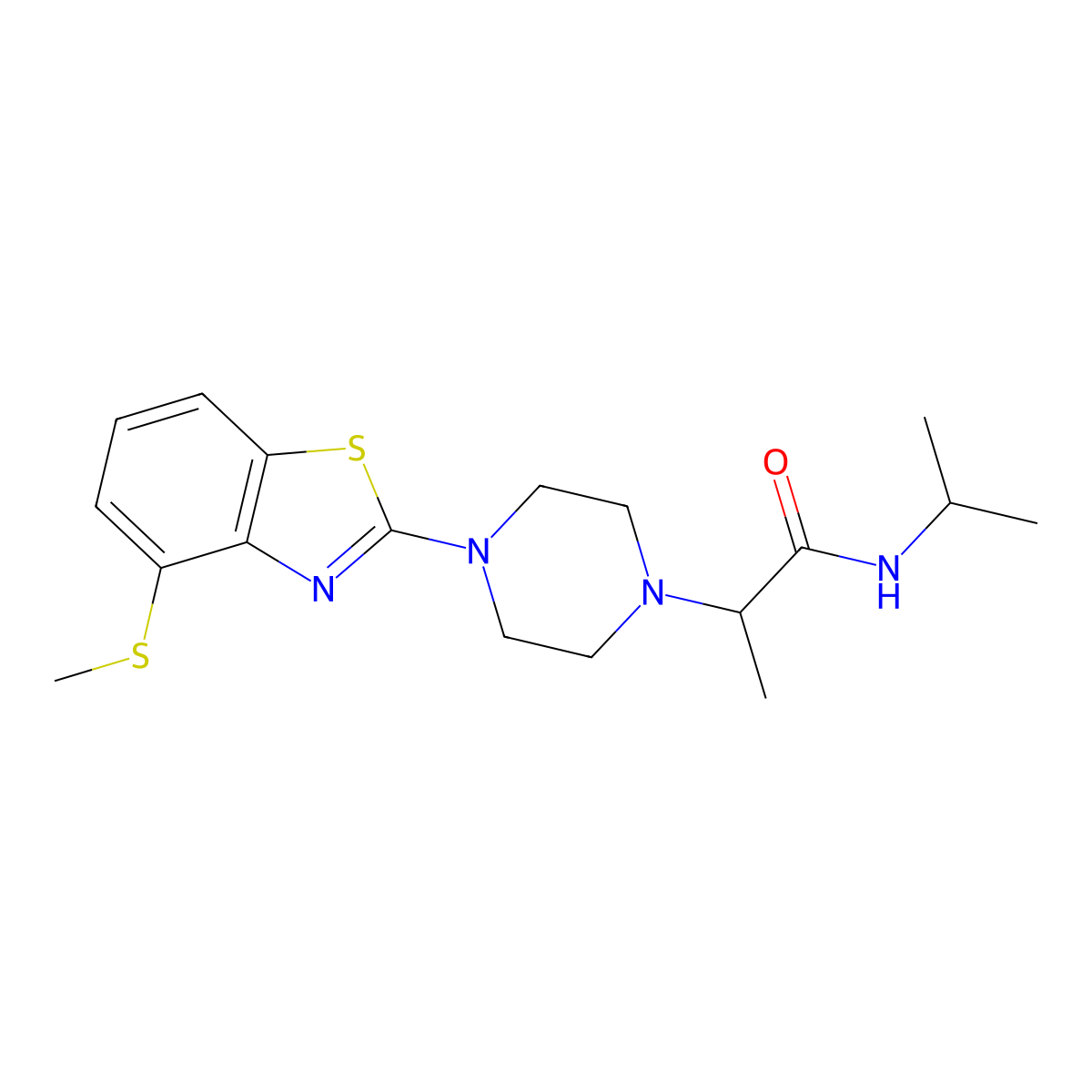 2-{4-[4-(methylsulfanyl)-1,3-benzothiazol-2-yl]piperazin-1-yl}-N-(propan-2-yl)propanamide molecular structure, CAS 2741900-37-6