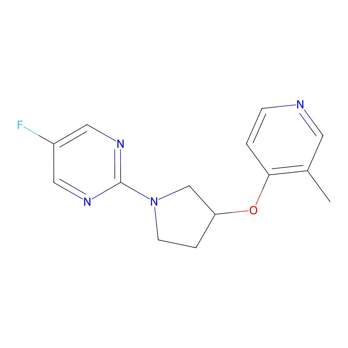 5-Fluoro-2-{3-[(3-methylpyridin-4-yl)oxy]pyrrolidin-1-yl}pyrimidine molecular structure, CAS 2741900-39-8