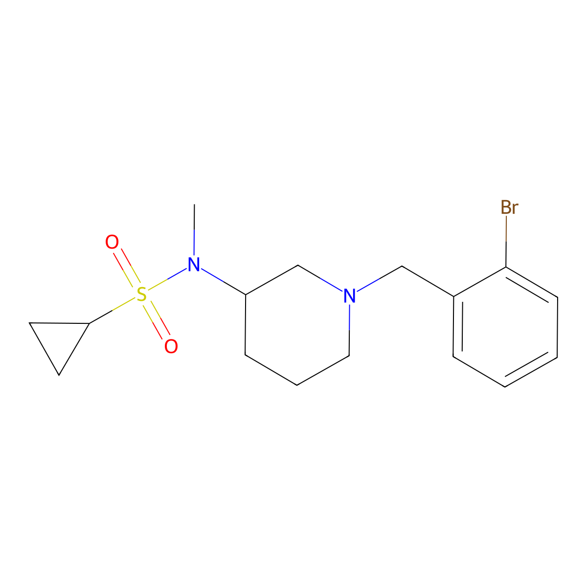 N-{1-[(2-bromophenyl)methyl]piperidin-3-yl}-N-methylcyclopropanesulfonamide molecular structure, CAS 2741900-45-6