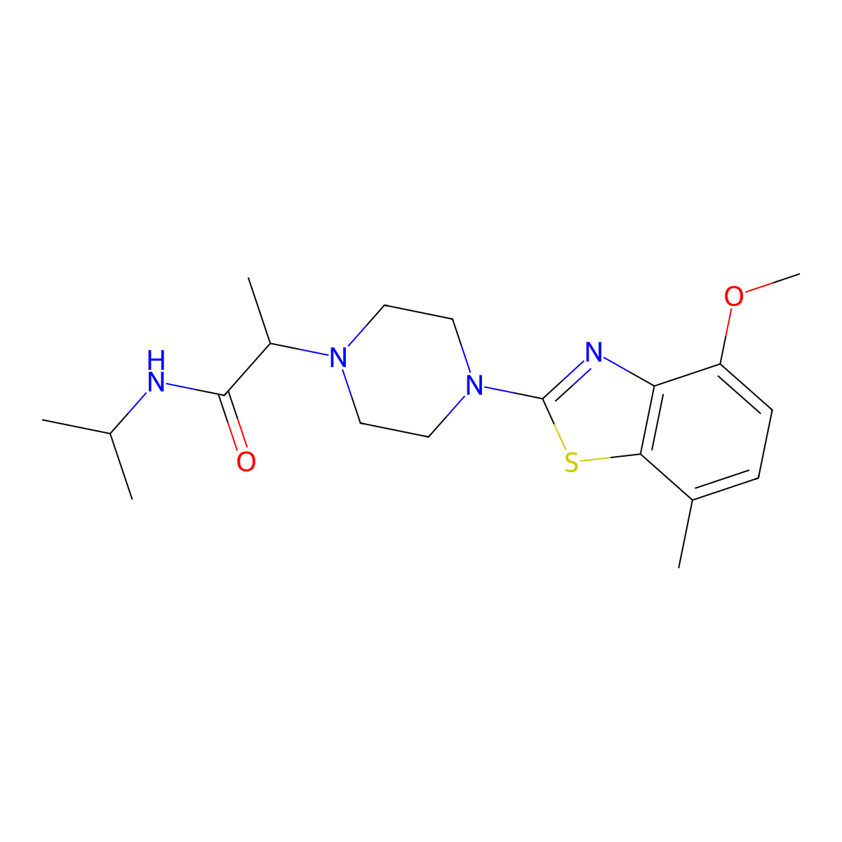 2-[4-(4-methoxy-7-methyl-1,3-benzothiazol-2-yl)piperazin-1-yl]-N-(propan-2-yl)propanamide molecular structure, CAS 2741900-46-7