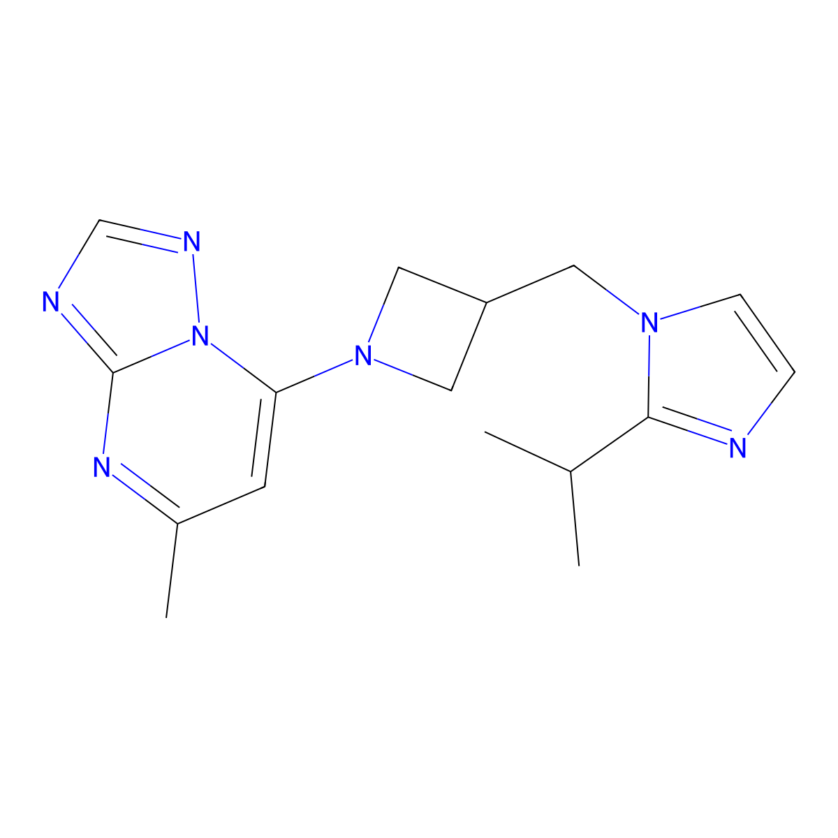 1-[(1-{5-methyl-[1,2,4]triazolo[1,5-a]pyrimidin-7-yl}azetidin-3-yl)methyl]-2-(propan-2-yl)-1H-imidazole molecular structure, CAS 2741900-47-8