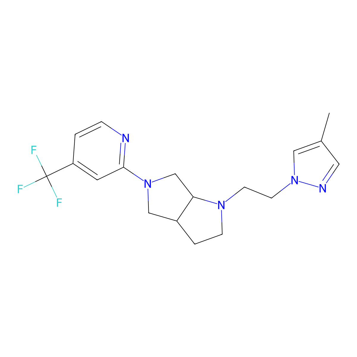 2-{1-[2-(4-methyl-1H-pyrazol-1-yl)ethyl]-octahydropyrrolo[2,3-c]pyrrol-5-yl}-4-(trifluoromethyl)pyridine molecular structure, CAS 2741900-49-0