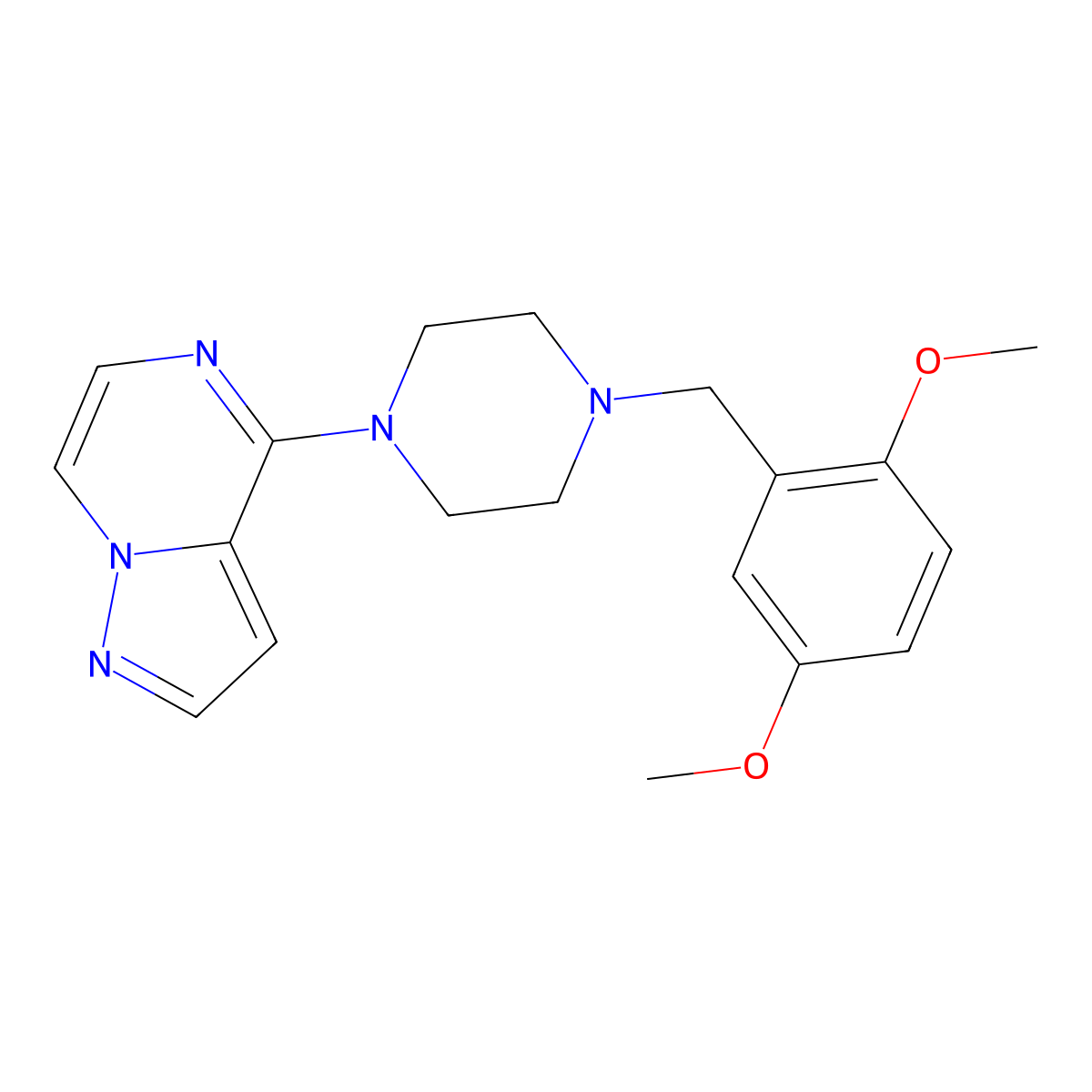 1-[(2,5-Dimethoxyphenyl)methyl]-4-{pyrazolo[1,5-a]pyrazin-4-yl}piperazine molecular structure, CAS 2741900-70-7