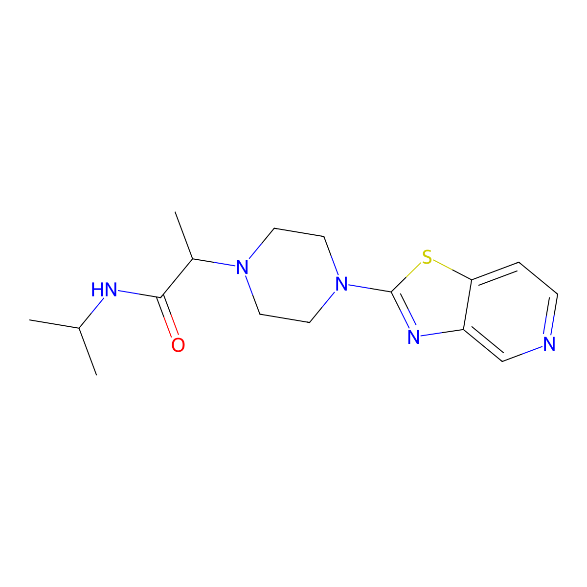 N-(propan-2-yl)-2-(4-{[1,3]thiazolo[4,5-c]pyridin-2-yl}piperazin-1-yl)propanamide molecular structure, CAS 2741900-74-1