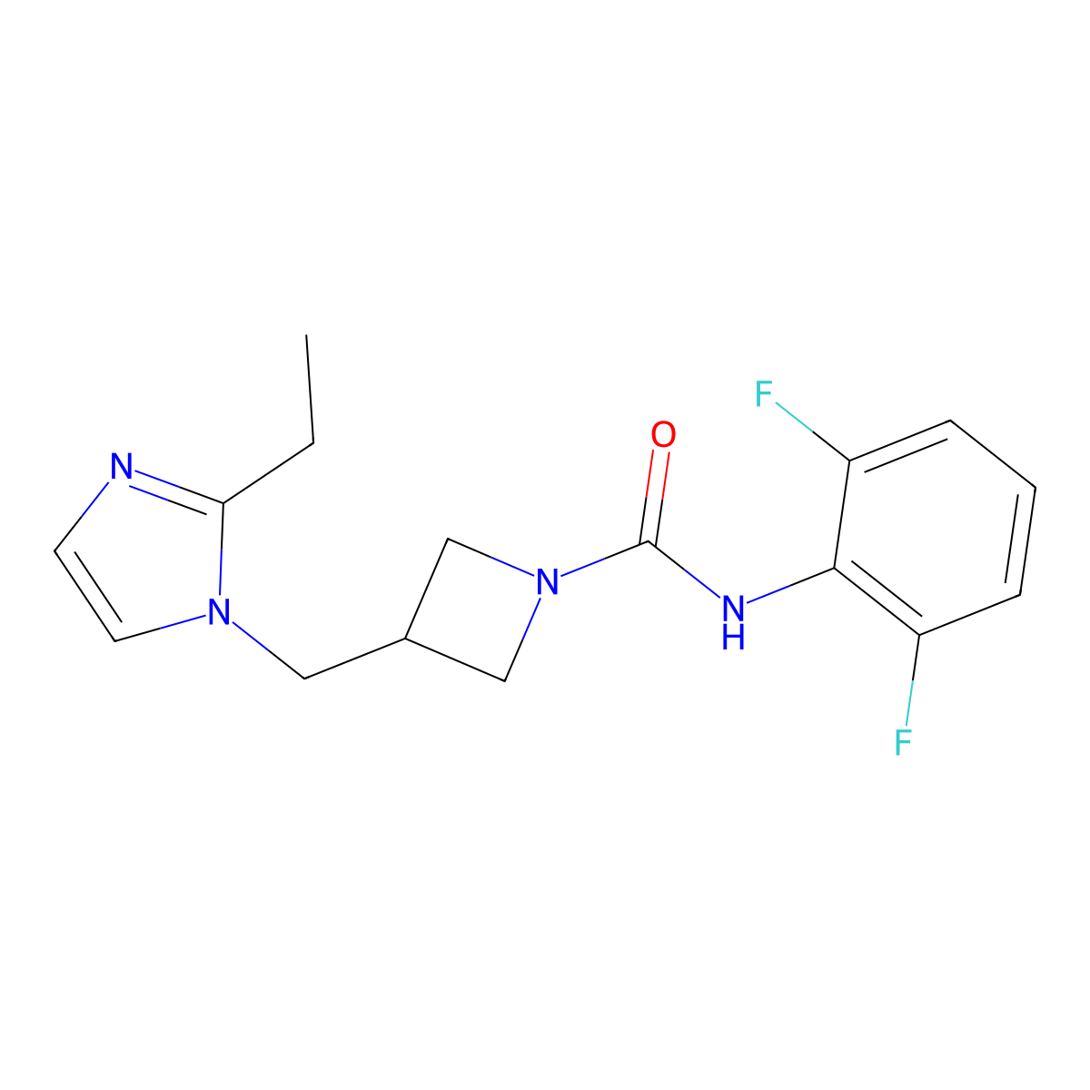 N-(2,6-difluorophenyl)-3-[(2-ethyl-1H-imidazol-1-yl)methyl]azetidine-1-carboxamide molecular structure, CAS 2741900-75-2
