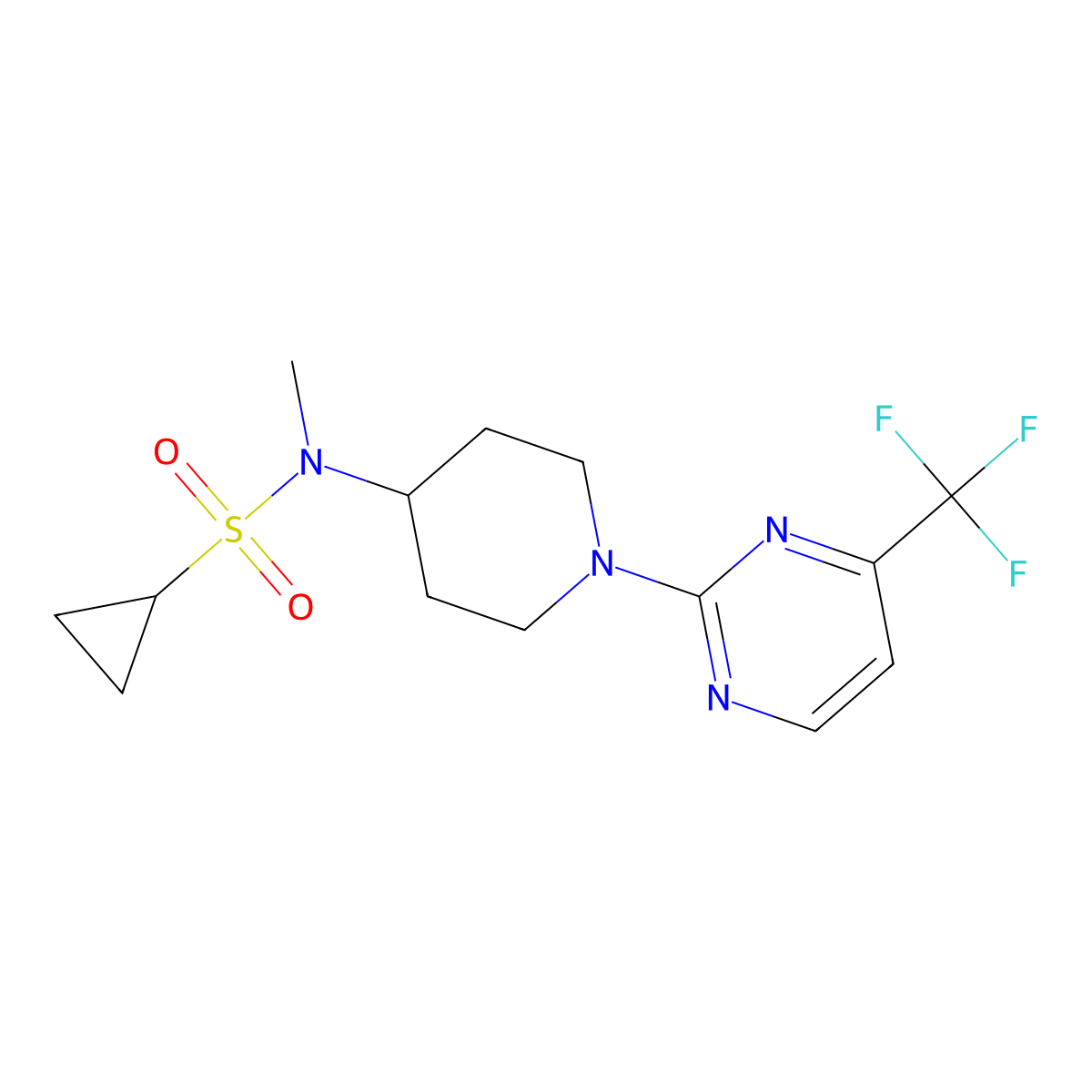 N-methyl-N-{1-[4-(trifluoromethyl)pyrimidin-2-yl]piperidin-4-yl}cyclopropanesulfonamide molecular structure, CAS 2741900-80-9