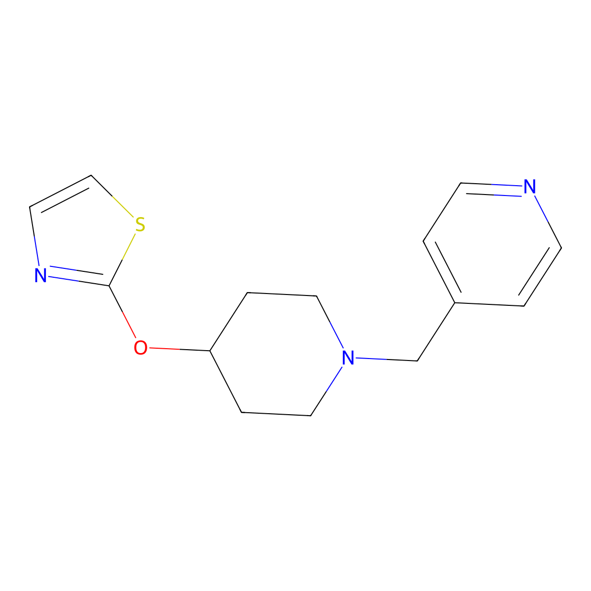 4-{[4-(1,3-Thiazol-2-yloxy)piperidin-1-yl]methyl}pyridine molecular structure, CAS 2741900-84-3