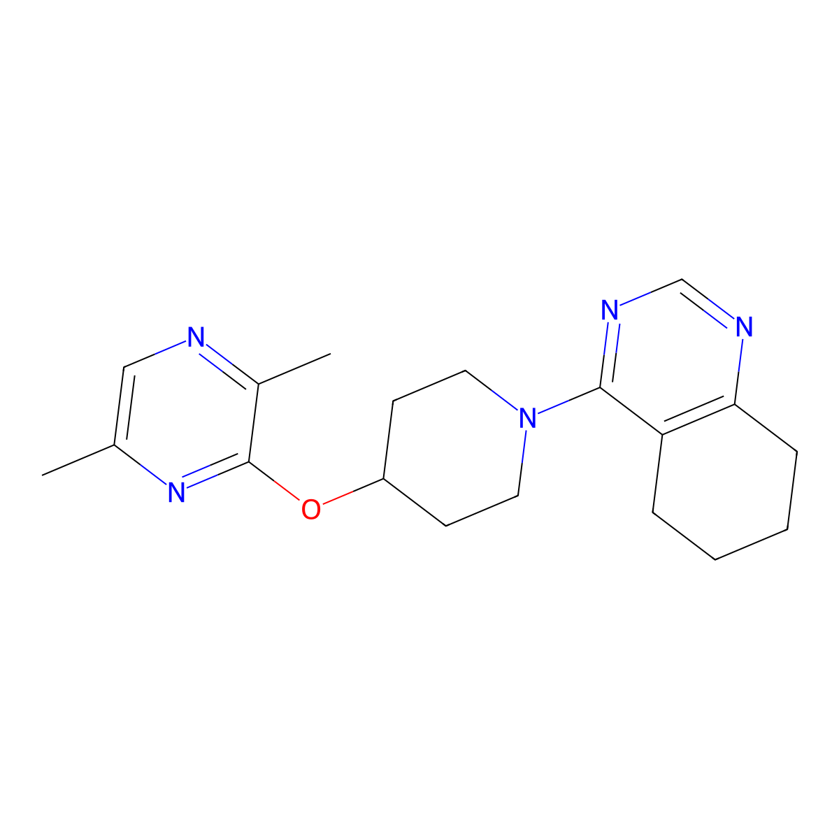 4-{4-[(3,6-Dimethylpyrazin-2-yl)oxy]piperidin-1-yl}-5,6,7,8-tetrahydroquinazoline molecular structure, CAS 2741900-87-6