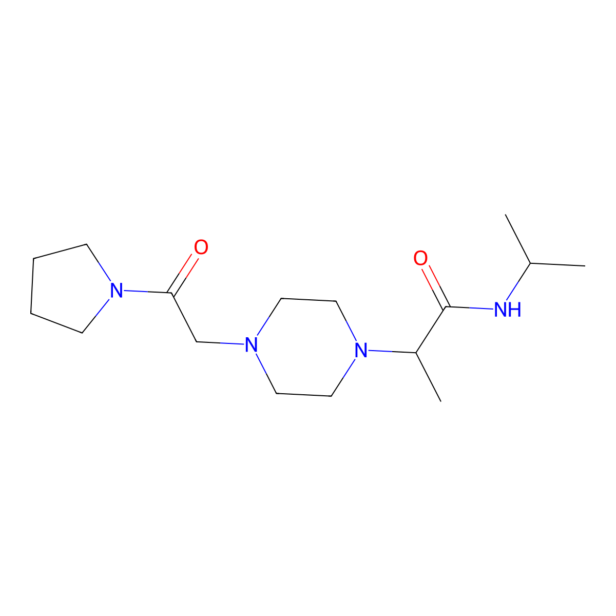 2-{4-[2-oxo-2-(pyrrolidin-1-yl)ethyl]piperazin-1-yl}-N-(propan-2-yl)propanamide molecular structure, CAS 2741900-88-7