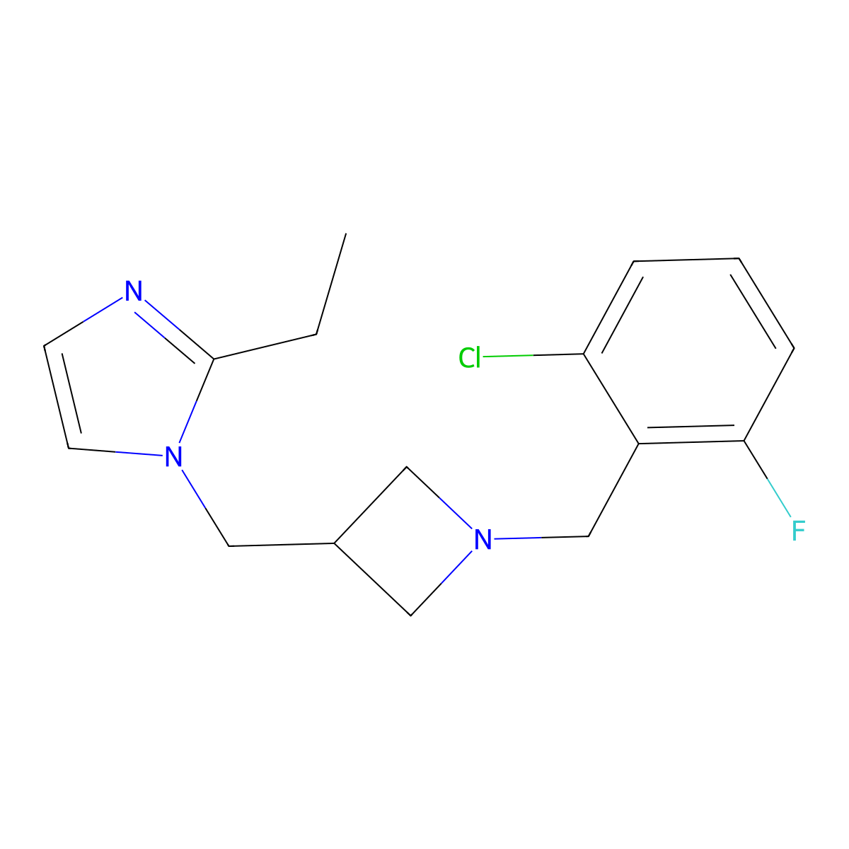 1-({1-[(2-chloro-6-fluorophenyl)methyl]azetidin-3-yl}methyl)-2-ethyl-1H-imidazole molecular structure, CAS 2741900-89-8