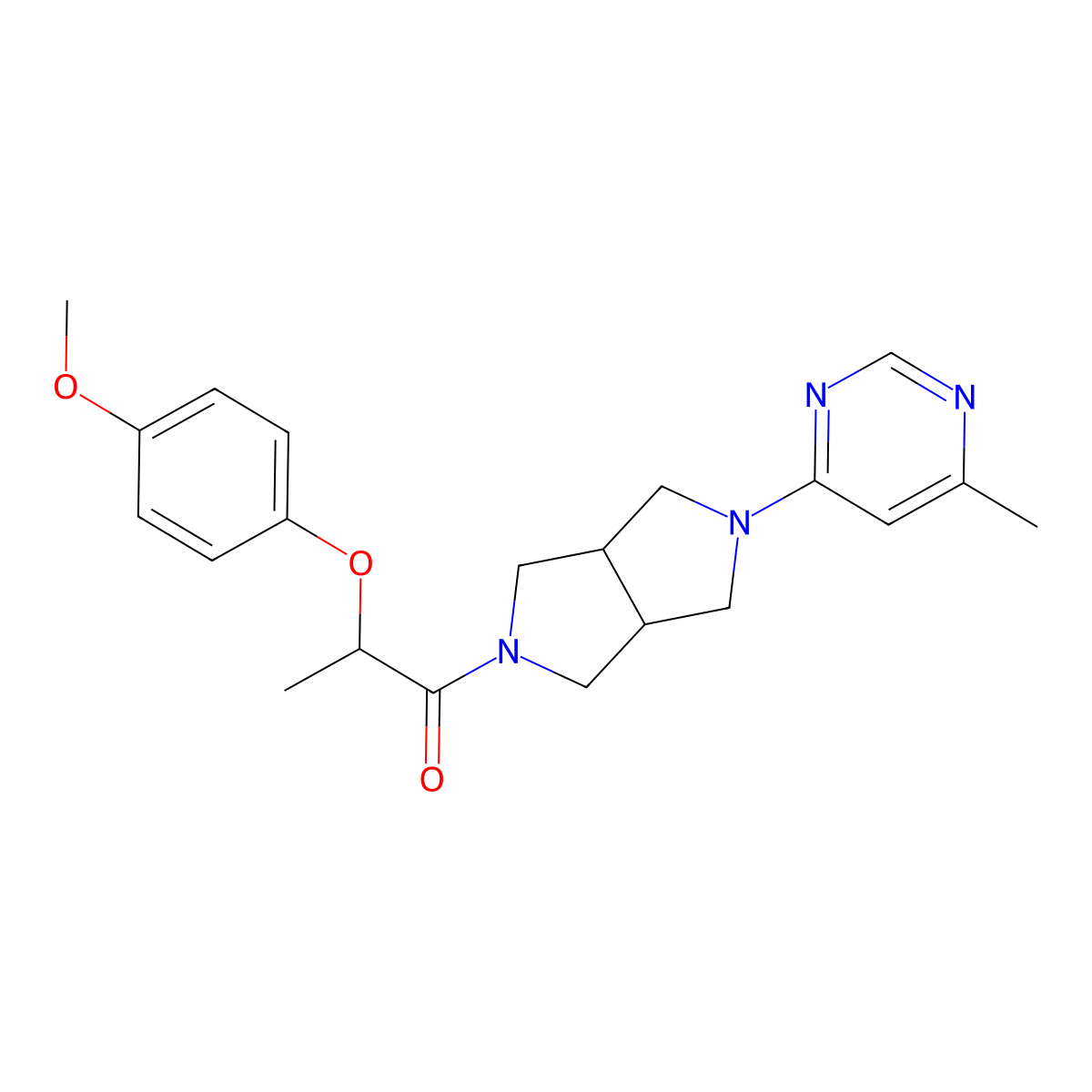 2-(4-Methoxyphenoxy)-1-[5-(6-methylpyrimidin-4-yl)-octahydropyrrolo[3,4-c]pyrrol-2-yl]propan-1-one molecular structure, CAS 2741900-90-1