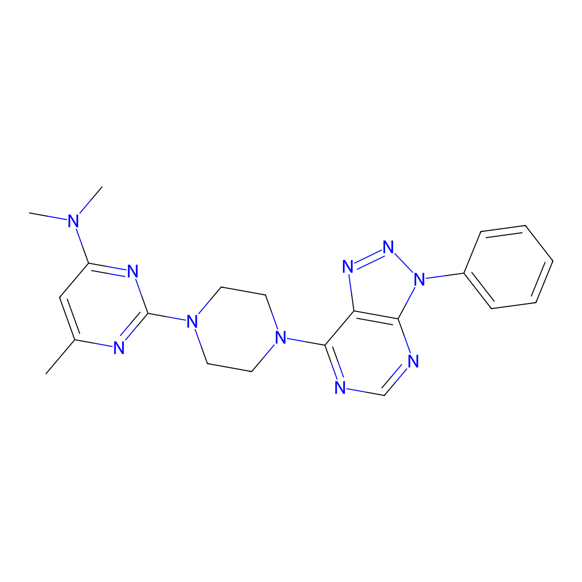 N,N,6-trimethyl-2-(4-{3-phenyl-3H-[1,2,3]triazolo[4,5-d]pyrimidin-7-yl}piperazin-1-yl)pyrimidin-4-amine molecular structure, CAS 2741900-91-2