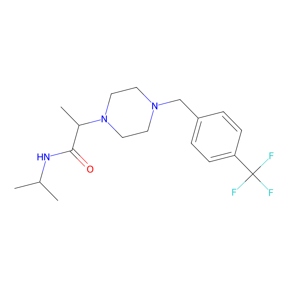 N-(propan-2-yl)-2-(4-{[4-(trifluoromethyl)phenyl]methyl}piperazin-1-yl)propanamide molecular structure, CAS 2741900-92-3