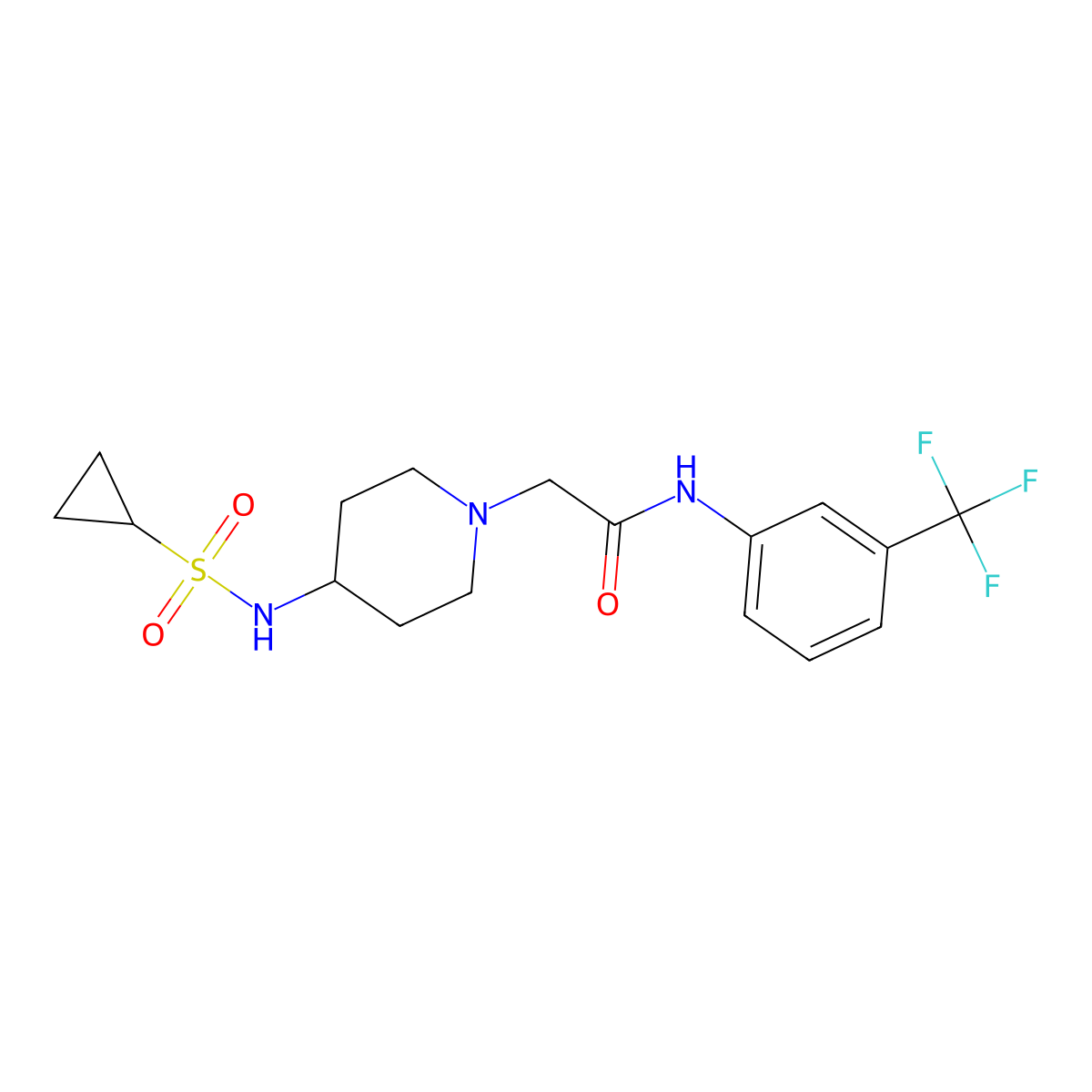 2-(4-cyclopropanesulfonamidopiperidin-1-yl)-N-[3-(trifluoromethyl)phenyl]acetamide molecular structure, CAS 2741900-93-4