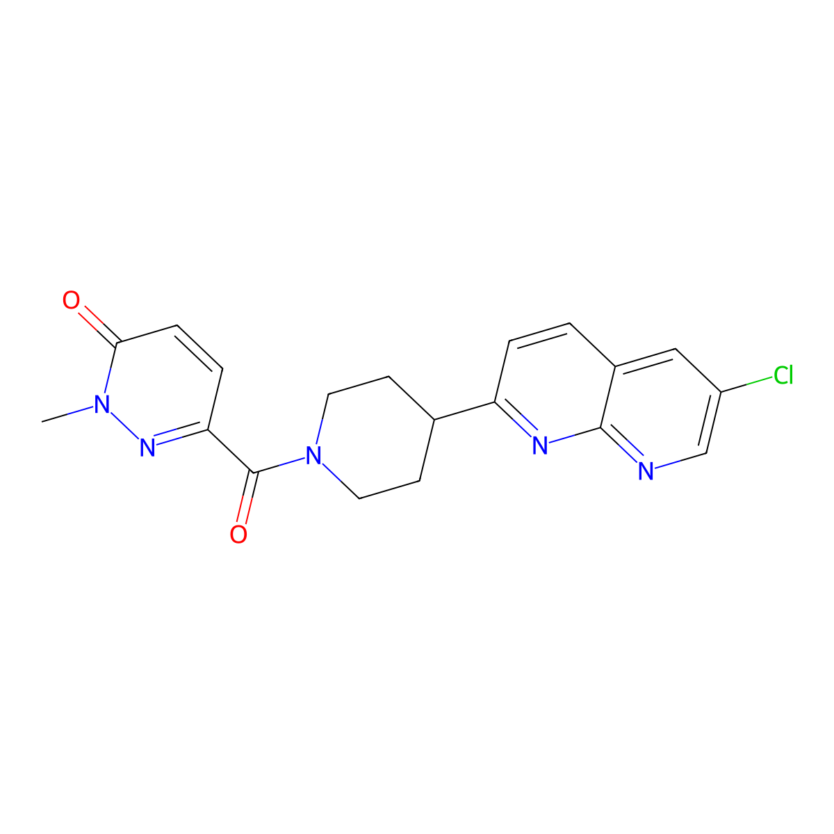 6-[4-(6-Chloro-1,8-naphthyridin-2-yl)piperidine-1-carbonyl]-2-methyl-2,3-dihydropyridazin-3-one molecular structure, CAS 2741900-96-7