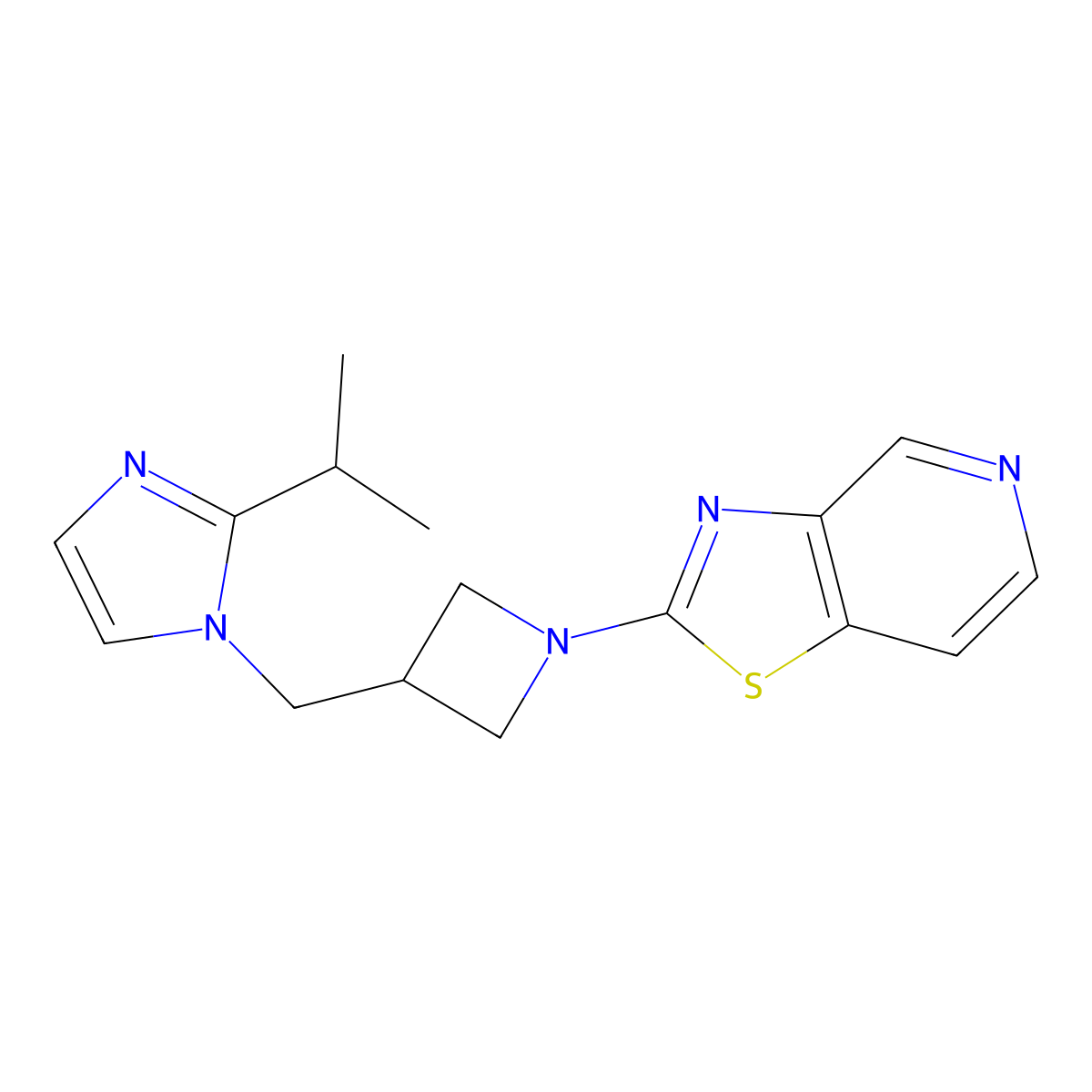 2-(propan-2-yl)-1-[(1-{[1,3]thiazolo[4,5-c]pyridin-2-yl}azetidin-3-yl)methyl]-1H-imidazole molecular structure, CAS 2741900-98-9