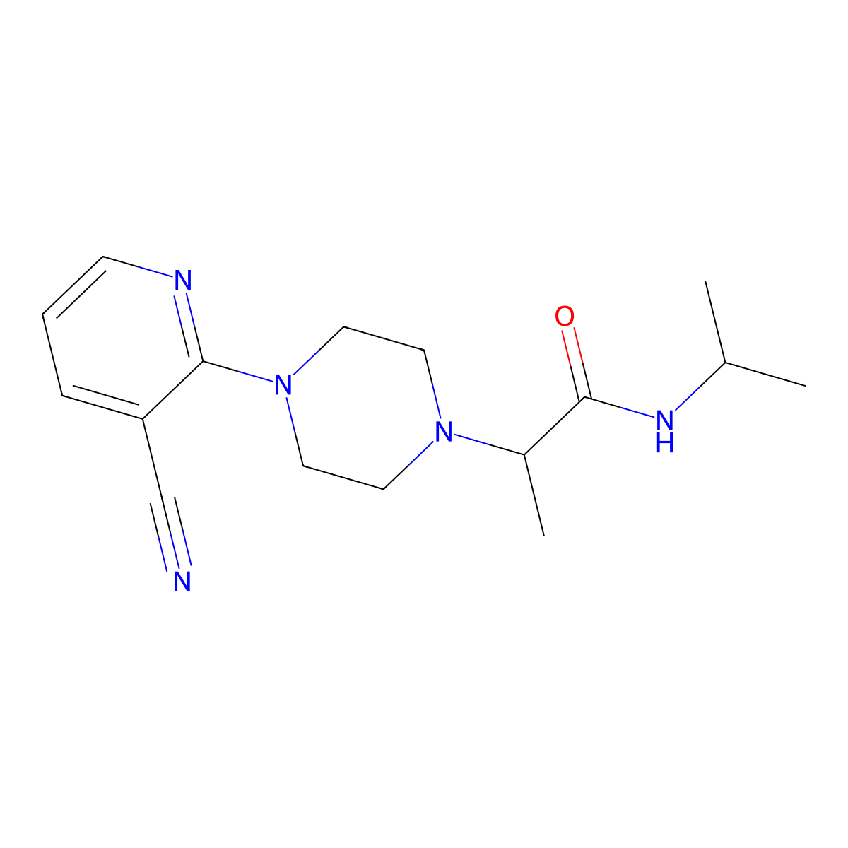 2-[4-(3-cyanopyridin-2-yl)piperazin-1-yl]-N-(propan-2-yl)propanamide molecular structure, CAS 2741901-04-0