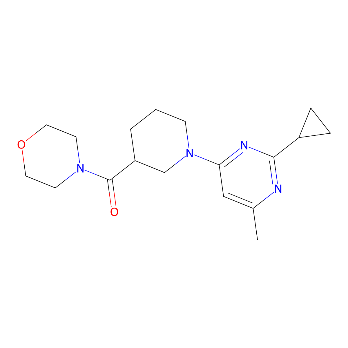 4-[1-(2-Cyclopropyl-6-methylpyrimidin-4-yl)piperidine-3-carbonyl]morpholine molecular structure, CAS 2741901-05-1