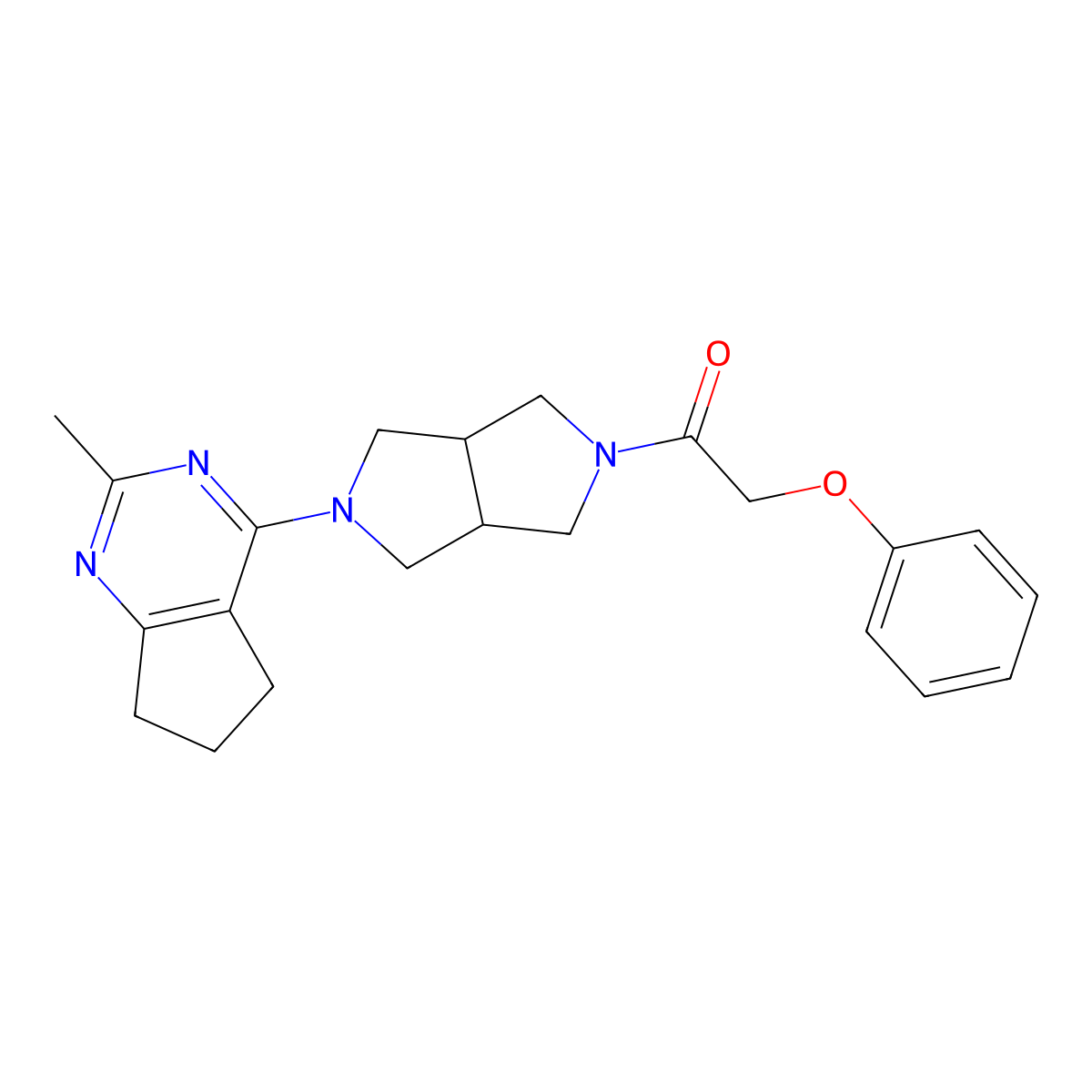 1-(5-{2-methyl-5H,6H,7H-cyclopenta[d]pyrimidin-4-yl}-octahydropyrrolo[3,4-c]pyrrol-2-yl)-2-phenoxyethan-1-one molecular structure, CAS 2741901-06-2
