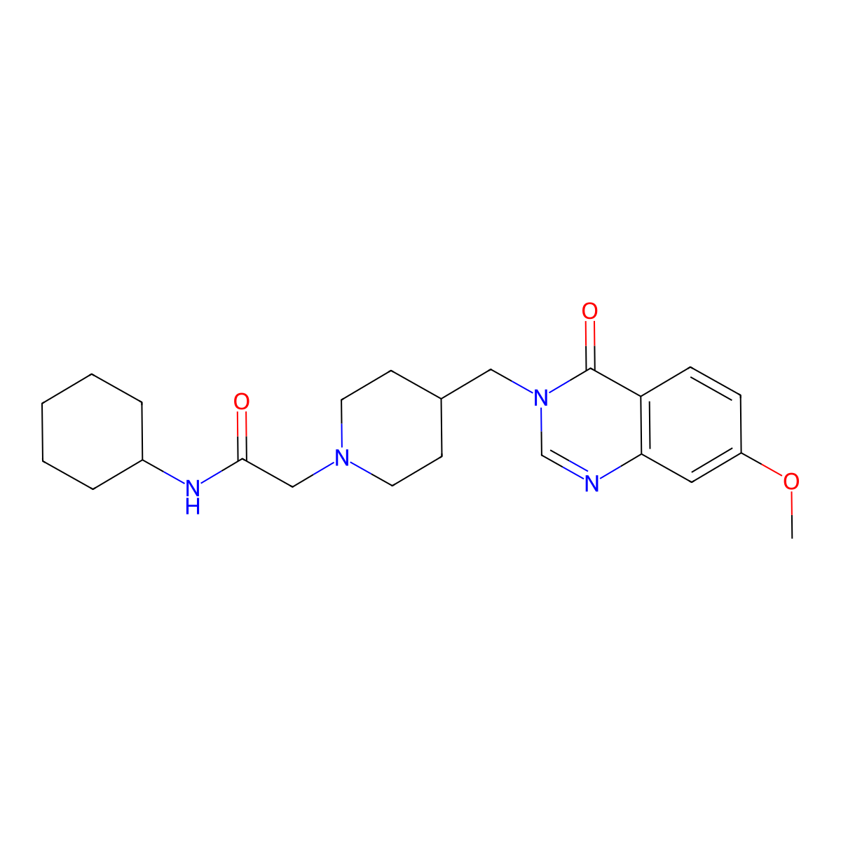 N-cyclohexyl-2-{4-[(7-methoxy-4-oxo-3,4-dihydroquinazolin-3-yl)methyl]piperidin-1-yl}acetamide molecular structure, CAS 2741901-07-3