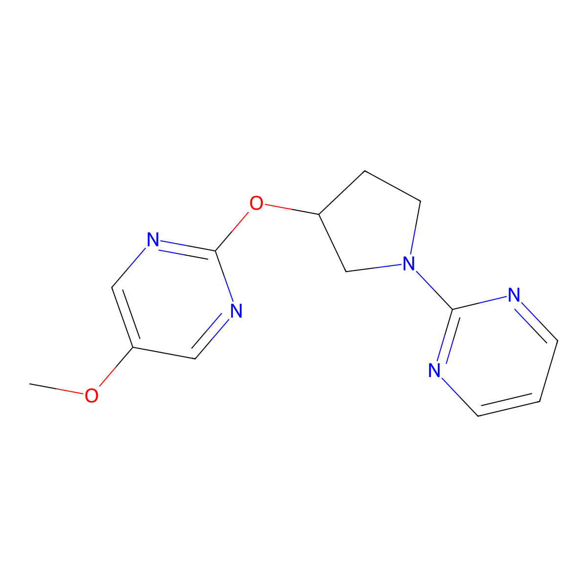 2-{3-[(5-Methoxypyrimidin-2-yl)oxy]pyrrolidin-1-yl}pyrimidine molecular structure, CAS 2741901-08-4