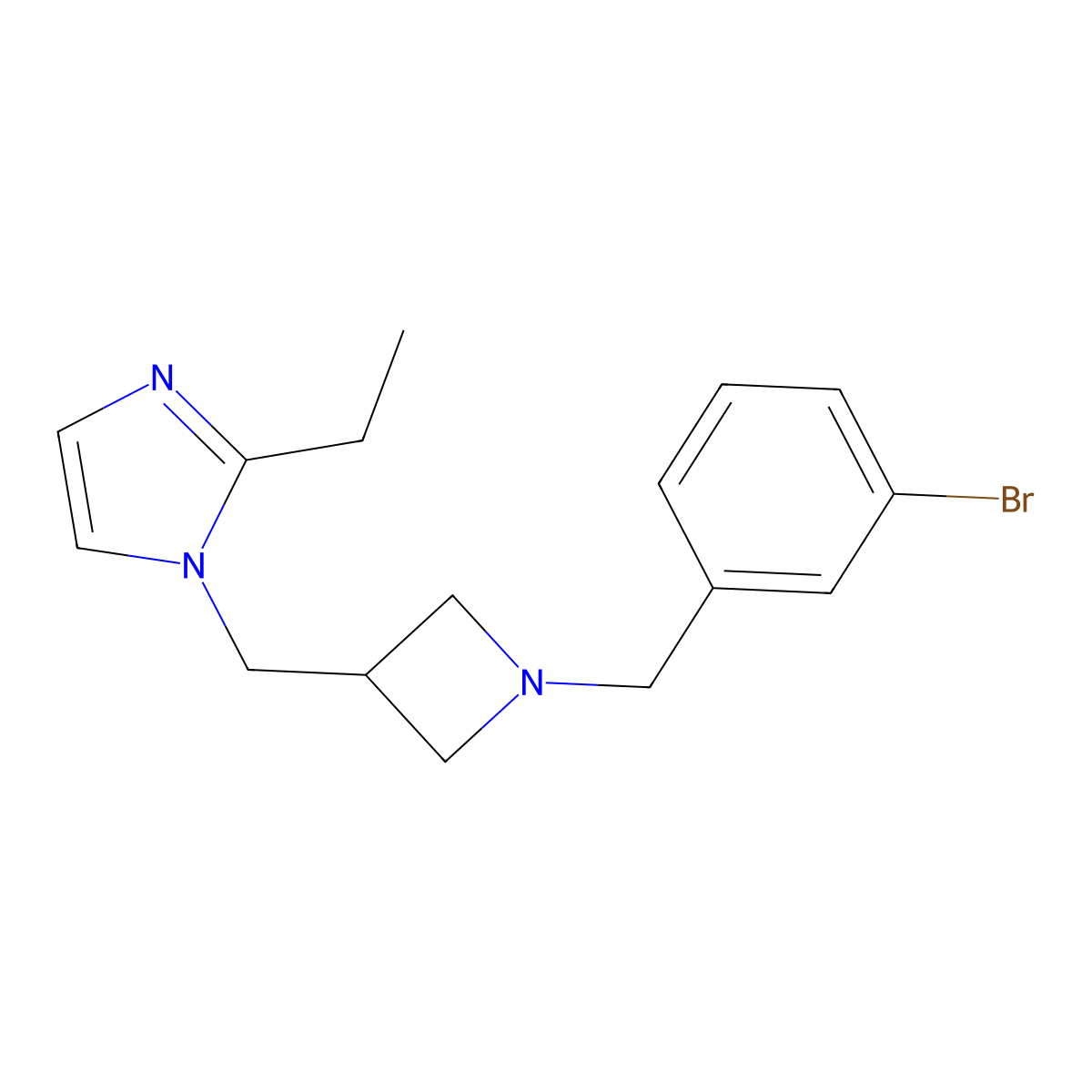 1-({1-[(3-bromophenyl)methyl]azetidin-3-yl}methyl)-2-ethyl-1H-imidazole molecular structure, CAS 2741901-10-8