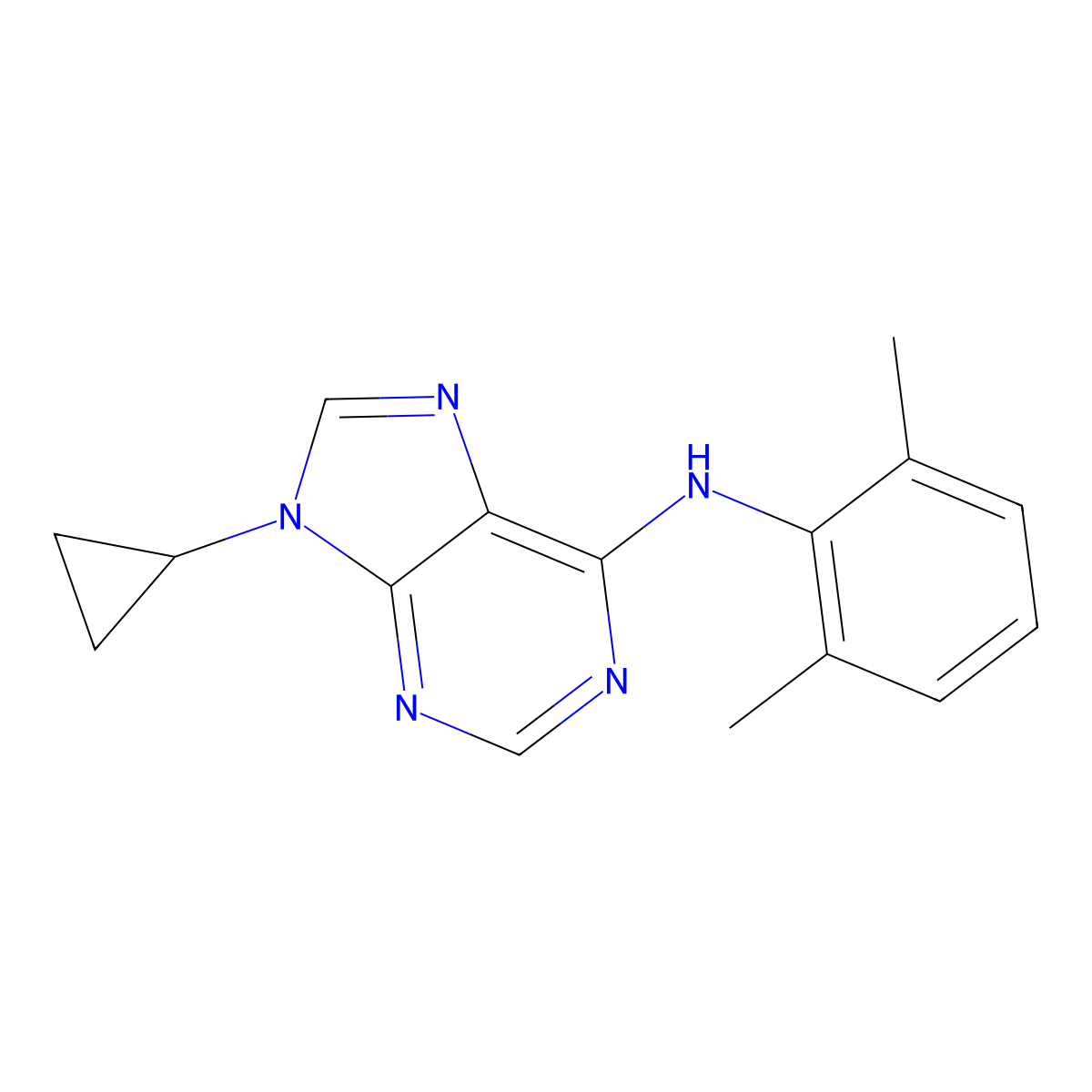 9-cyclopropyl-N-(2,6-dimethylphenyl)-9H-purin-6-amine molecular structure, CAS 2741901-13-1