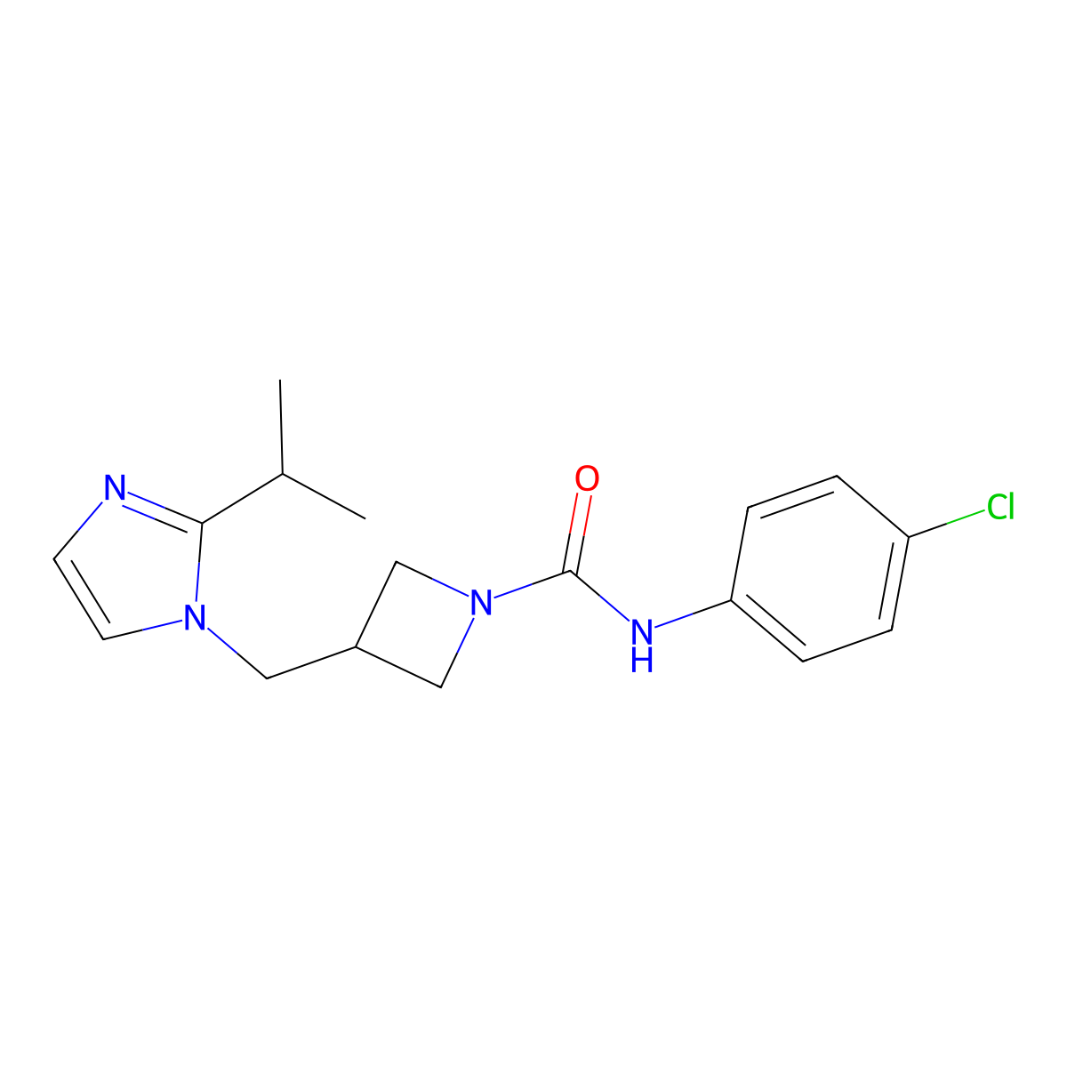 N-(4-chlorophenyl)-3-{[2-(propan-2-yl)-1H-imidazol-1-yl]methyl}azetidine-1-carboxamide molecular structure, CAS 2741901-14-2