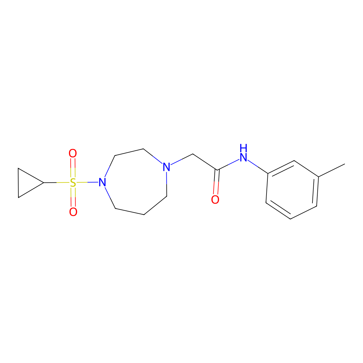 2-[4-(cyclopropanesulfonyl)-1,4-diazepan-1-yl]-N-(3-methylphenyl)acetamide molecular structure, CAS 2741901-22-2