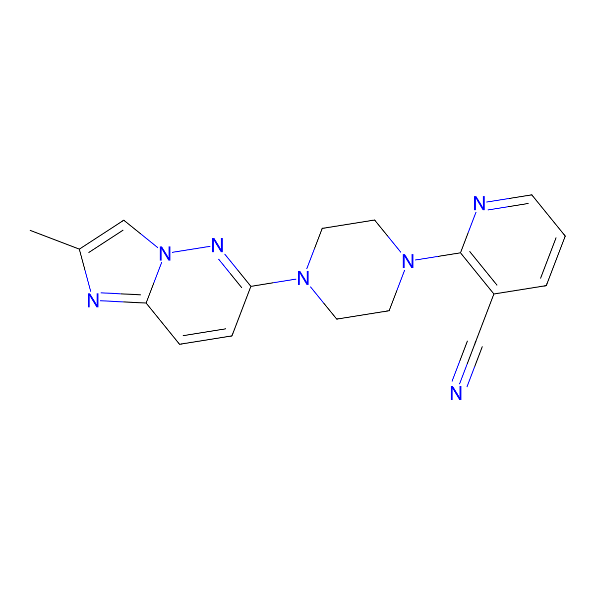 2-(4-{2-Methylimidazo[1,2-b]pyridazin-6-yl}piperazin-1-yl)pyridine-3-carbonitrile molecular structure, CAS 2741901-23-3