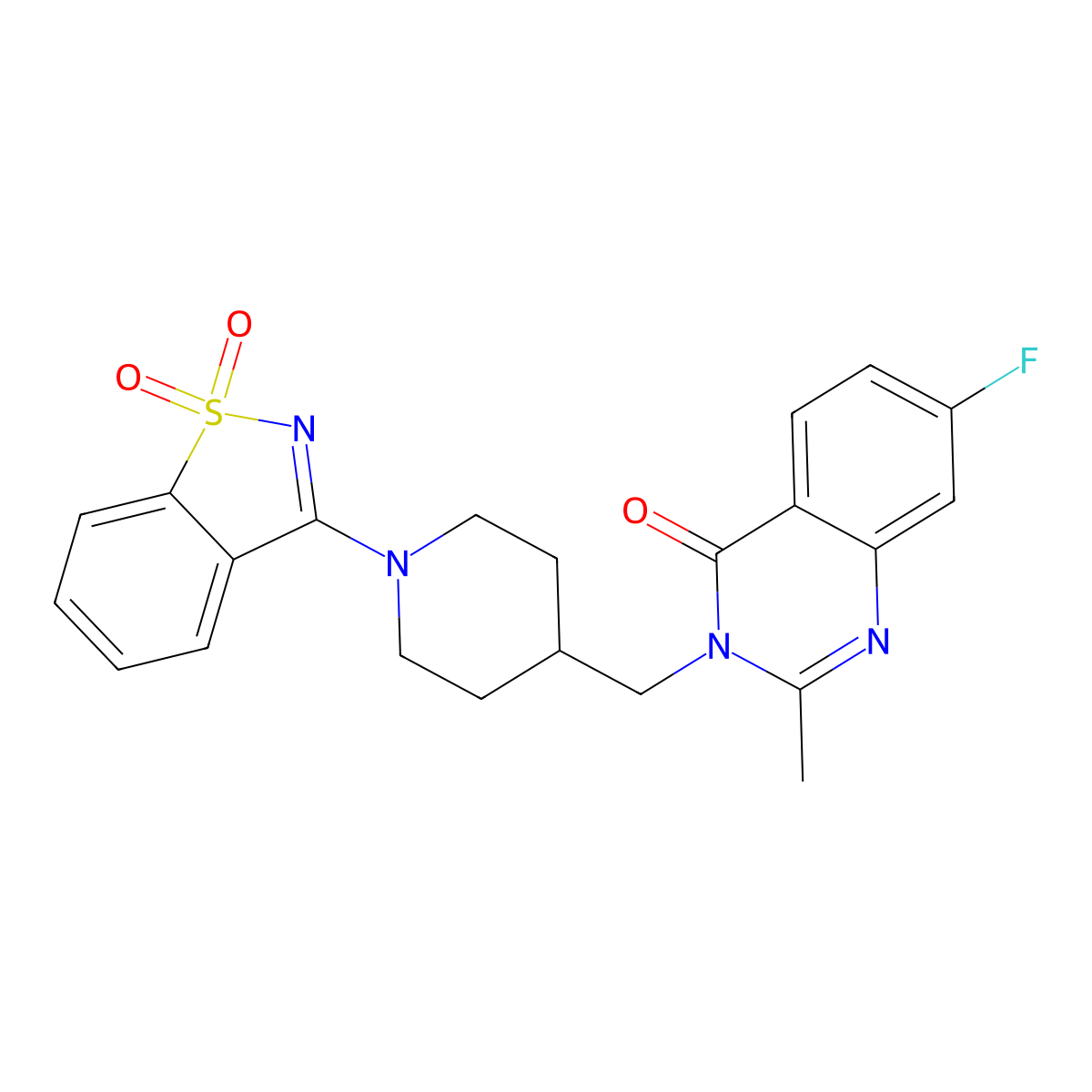 3-[[1-(1,1-Dioxo-1,2-benzothiazol-3-yl)piperidin-4-yl]methyl]-7-fluoro-2-methylquinazolin-4-one molecular structure, CAS 2741901-26-6