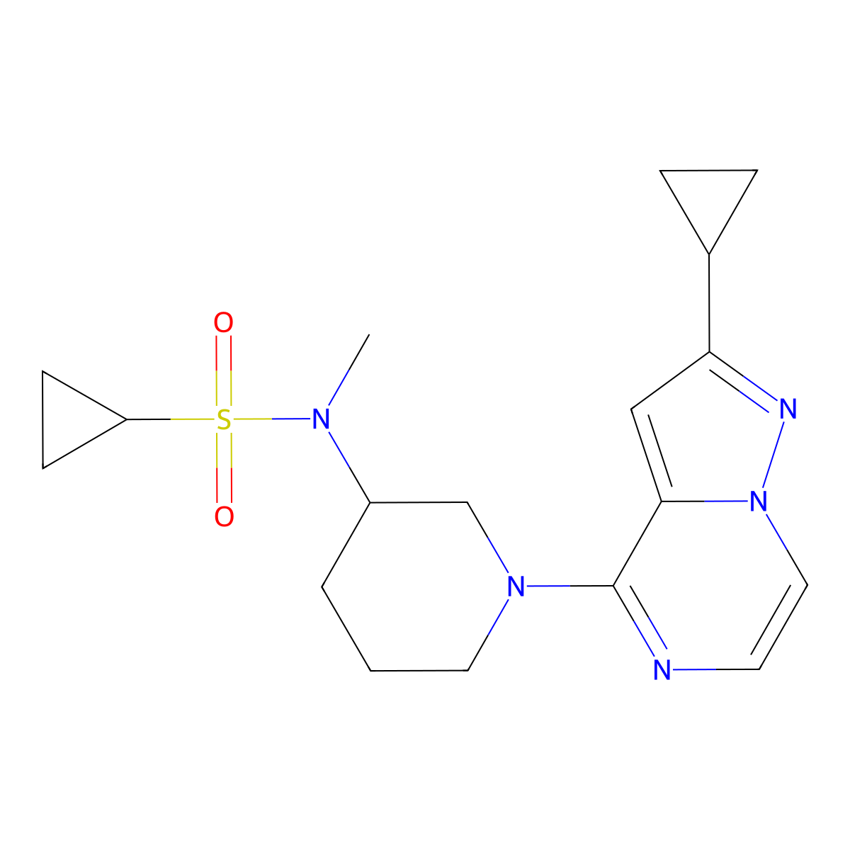 N-(1-{2-cyclopropylpyrazolo[1,5-a]pyrazin-4-yl}piperidin-3-yl)-N-methylcyclopropanesulfonamide molecular structure, CAS 2741901-27-7