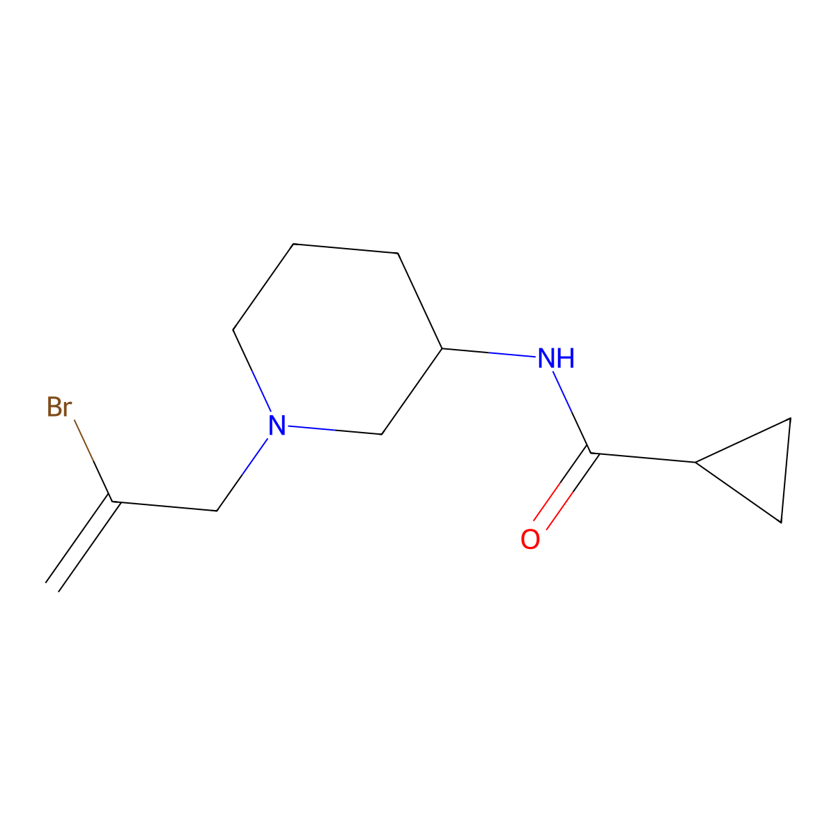 N-[1-(2-bromoprop-2-en-1-yl)piperidin-3-yl]cyclopropanecarboxamide molecular structure, CAS 2741901-33-5