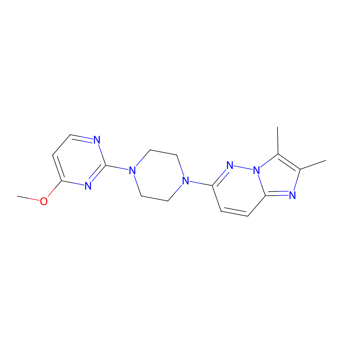 2-(4-{2,3-Dimethylimidazo[1,2-b]pyridazin-6-yl}piperazin-1-yl)-4-methoxypyrimidine molecular structure, CAS 2741901-34-6